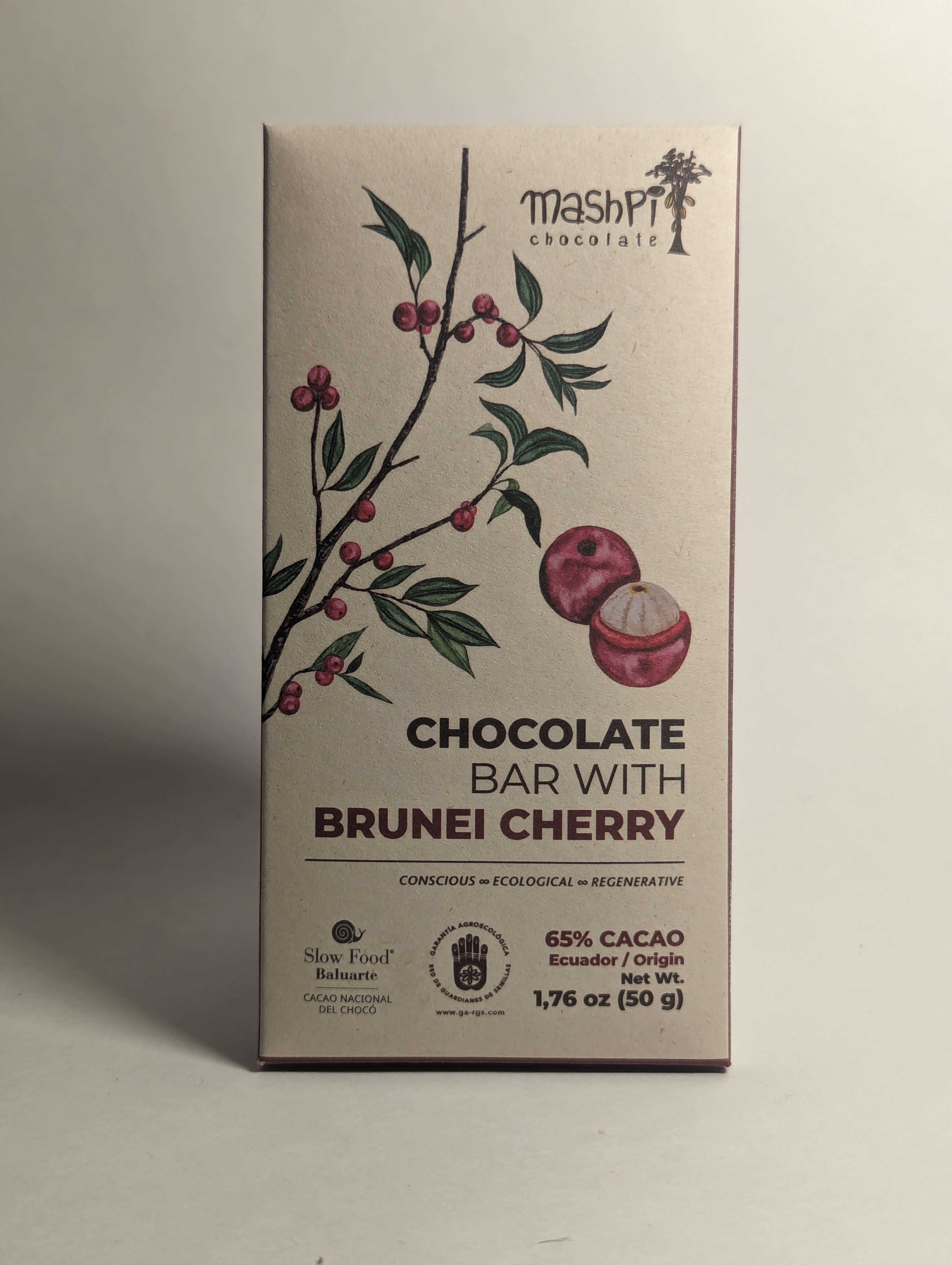 Barra 65% con Cereza de Brunei - Mashpi - Chocolates - Best-Chocolates-In-Ecuador 